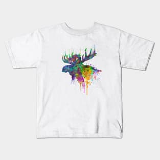 Moose Head Watercolor Silhouette Kids T-Shirt